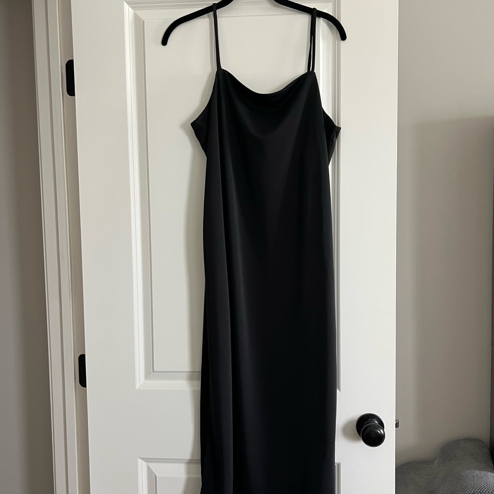 H&M Black Spaghetti Strap Slip Midi Dress